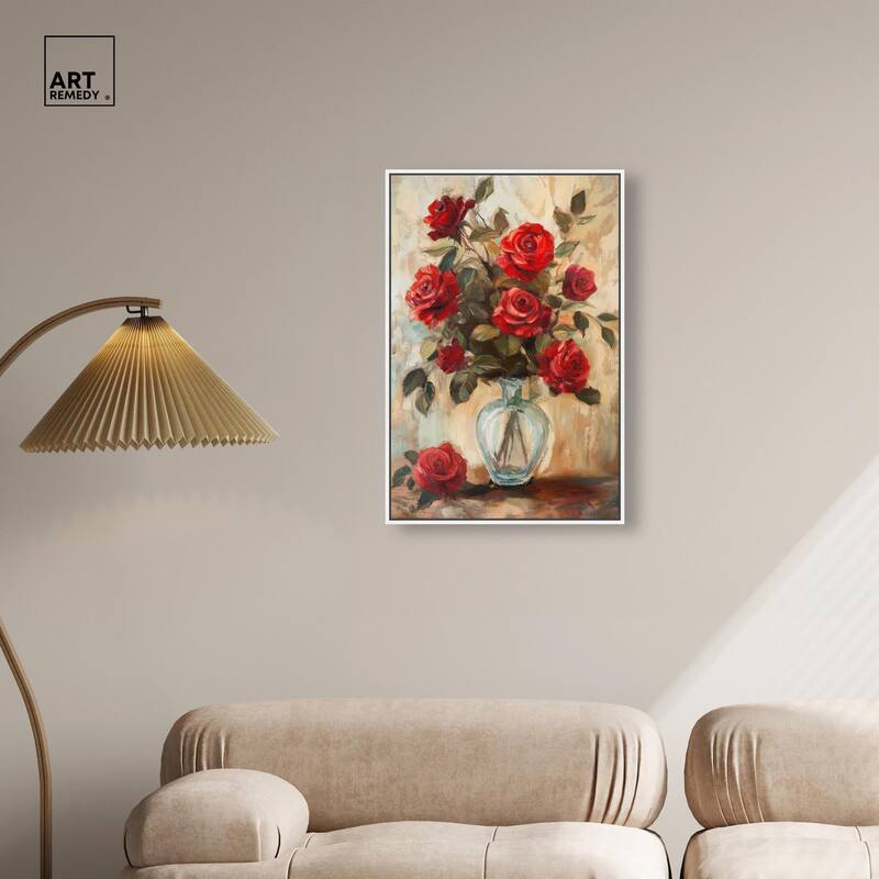 Ruby Roses in Riad Glass Canvas by Art Remedy