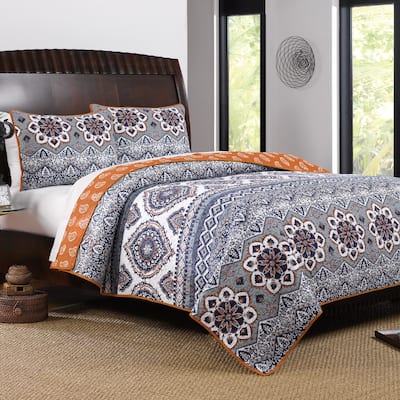 Greenland Home Fashions Medina 100% Cotton Reversible Paisley Quilt Set