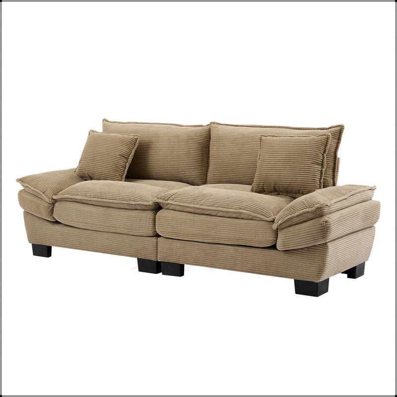 Corduroy Sofa Sleeper with Pillows