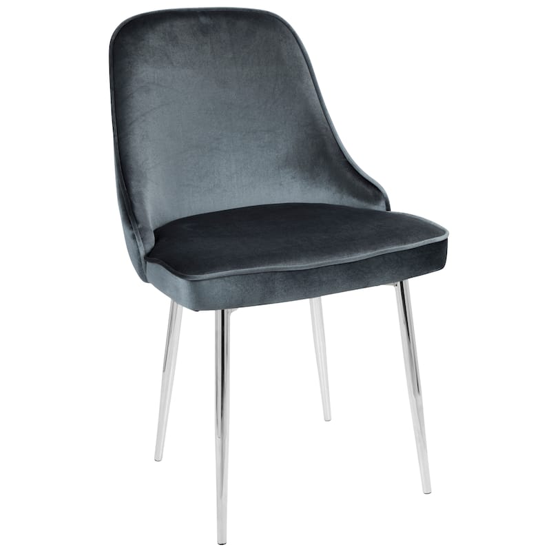 LumiSource Marcel Contemporary Dining Chair (Set of 2) - Blue/Chrome