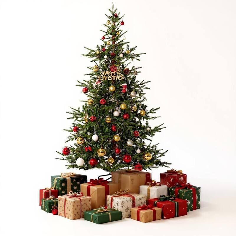 6 ft Pre-Lit Artificial Christmas Tree, Hinged Aspen Fir, 678 Branch Tips - Green