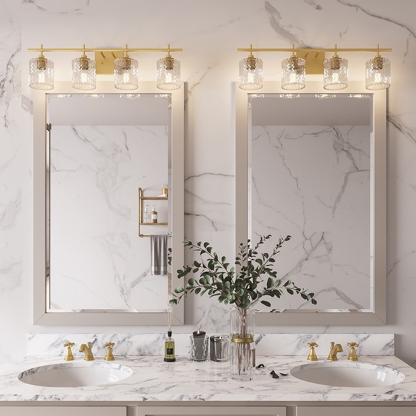 Acroma 4 light Modern Glam Bathroom Vanity Lights with Art Glass 29 inches On Sale Bed Bath Beyond 36719138