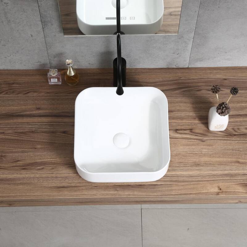 15.3" Square Countertop Ceramic Washbasin