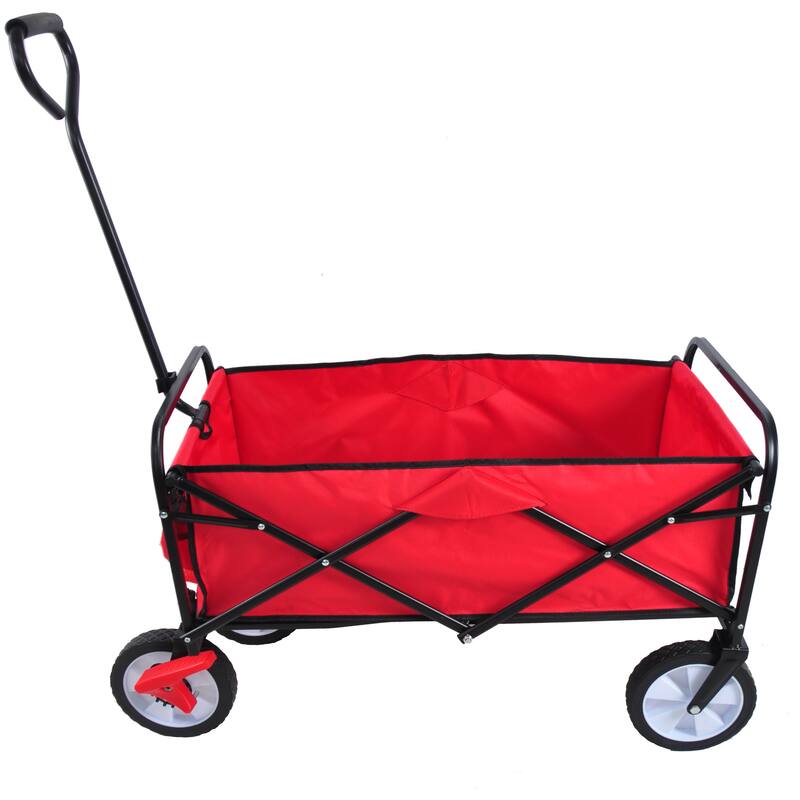Folding Wagon Garden Shopping Beach Cart with Adjustable Handle