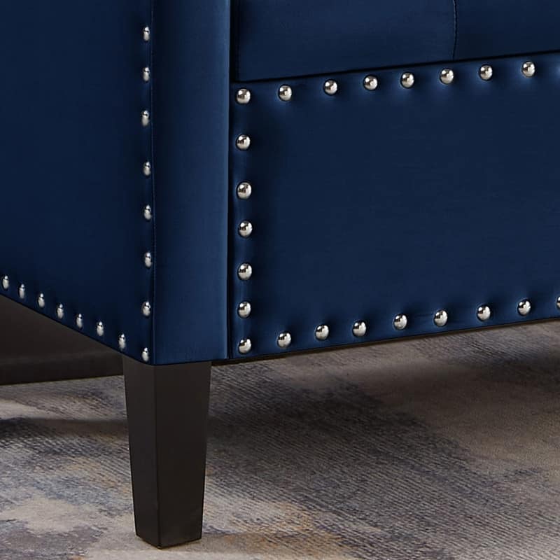 Upholstered Tufted Button Storage Bench with Nails Trim