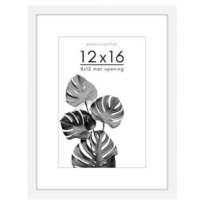 Americanflat Picture Frame with Mat - Wood with Glass Cover