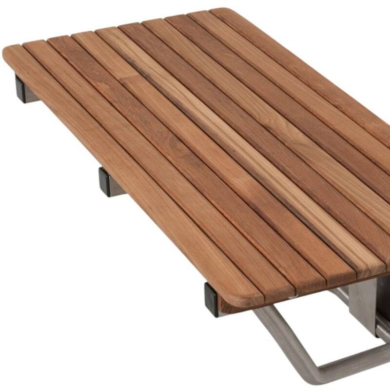 14" X 30" Brown Teak Rectangular Shower Bench