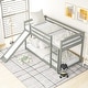 preview thumbnail 10 of 40, Modern Bed Frame Twin over Twin with Ladder Fundamental Low Floor Bunk Bed for Kids Solid Pinewood Bunkbeds, Non-toxic Finishes Gray with Slide - Twin