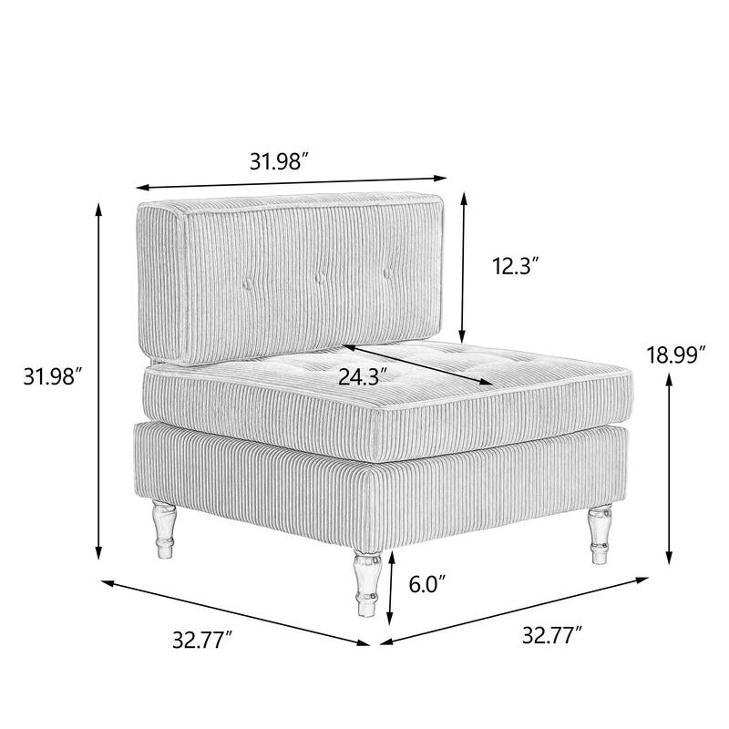 Modular Corduroy Armless Chair Upholstered Lounge Sofa