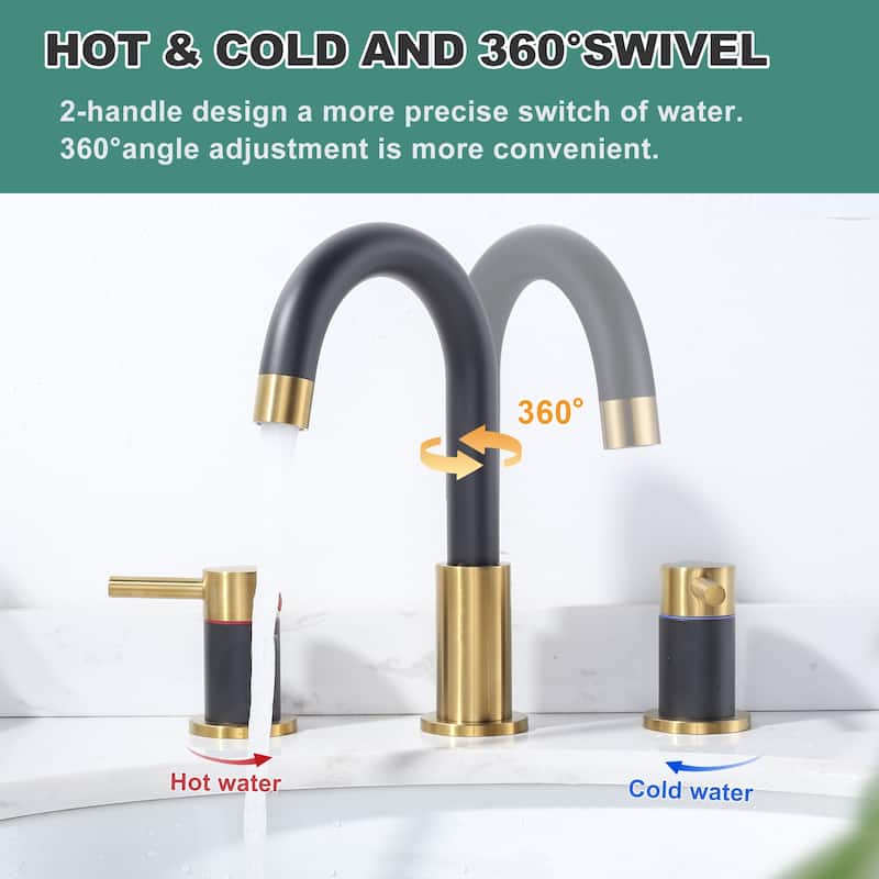 WOWOW 8 in. Widespread Double Handle Bathroom Faucet