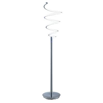 Sun 58 Inch Floor Lamp, Accent Twisted Modern Design, LED Chrome Base