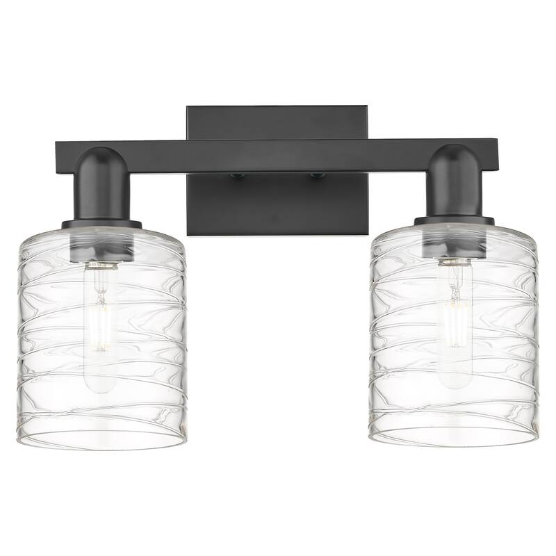 Innovations Lighting 716-2W-11-16 Cobbleskill Vanity Cobbleskill 2 - Matte Black / Deco Swirl