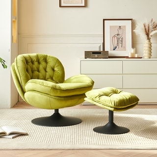 Swivel Chair Green Armchair With Ottoman Velvet Swivel Living