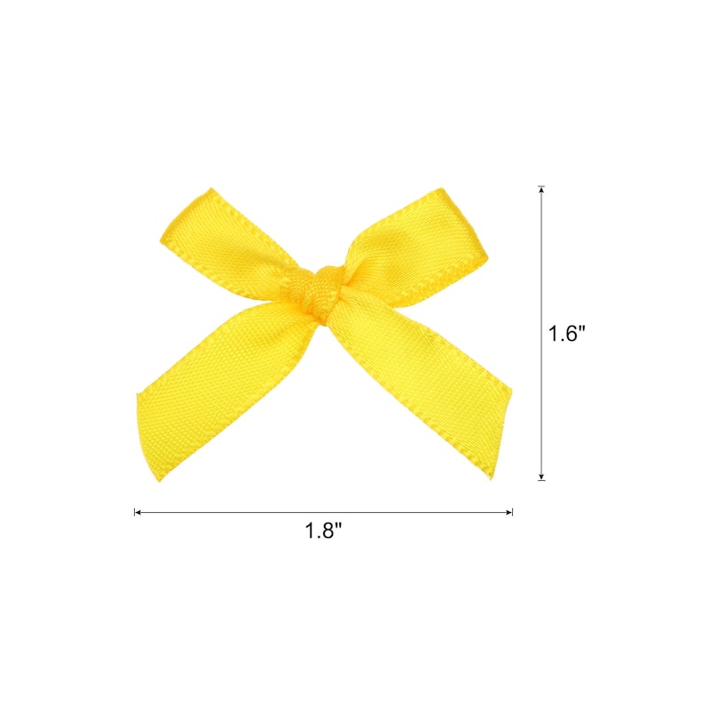 50Pcs Mini Ribbon Bow 1.8 inch Mini Fabric Satin Ribbon - Bright Yellow