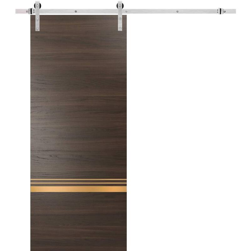 Sturdy Barn Door 18 x 80 Planum 2010 Chocolate Ash with 6.6FT - Grey - 18" x 96"