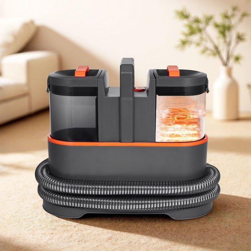 Portable Carpet Cleaner Machine with Powerful 450W Suction and Dual Tank Crevice Tool - 15.16” x 7.48” x 12.91”