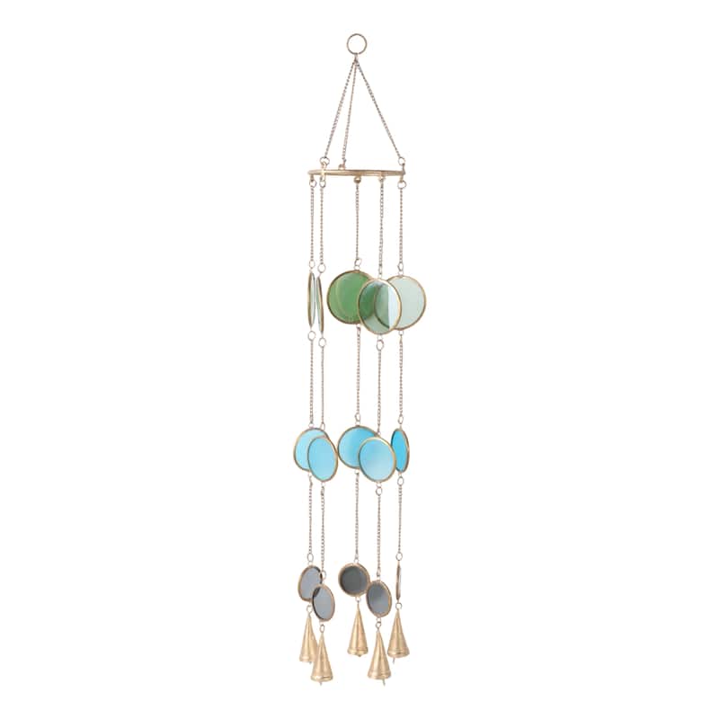 Metal Glass Discs Hanging Chime for Home and Garden Decor - 37" Gold - 5.5" x 5.5" x 37" - Gold - 5.5" x 5.5" x 37"