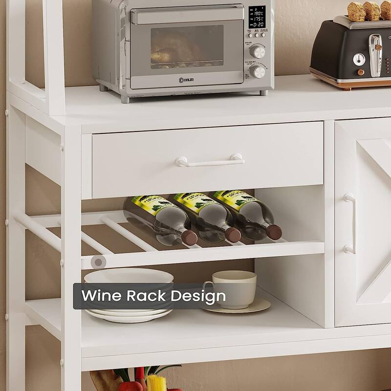 Baker's Rack Coffee Bar Cabinet Farmhouse Microwave Stand