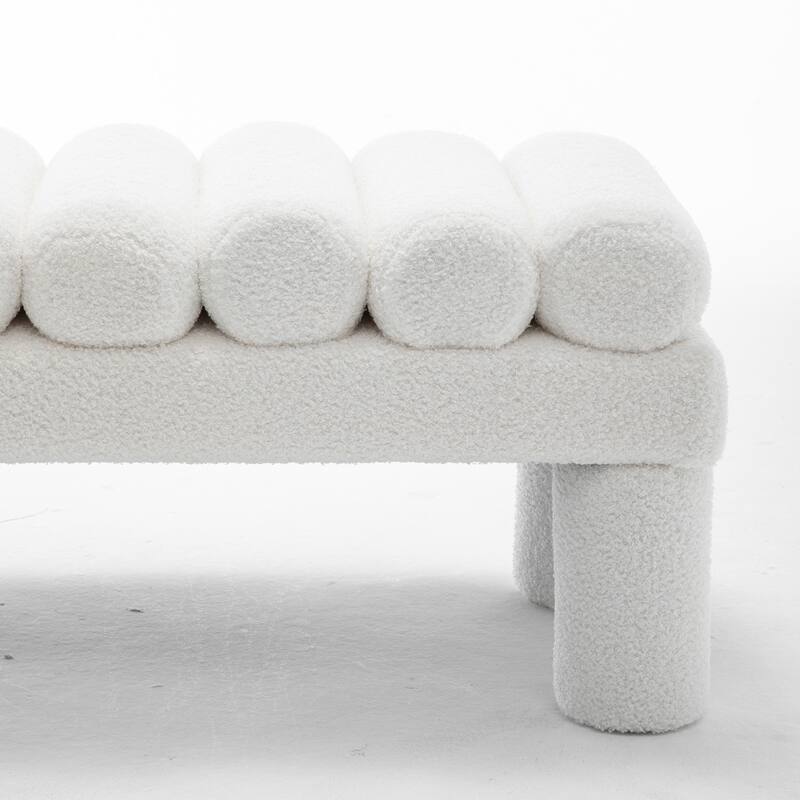 SEYNAR Modern Teddy Velvet Upholstered Rentangle Ottoman