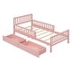 preview thumbnail 30 of 59, Vertical Headboard Footboard Platform Bed Frame, Both Side Guardrails, Wooden Slat Panel Bed with 2 Storage Drawers