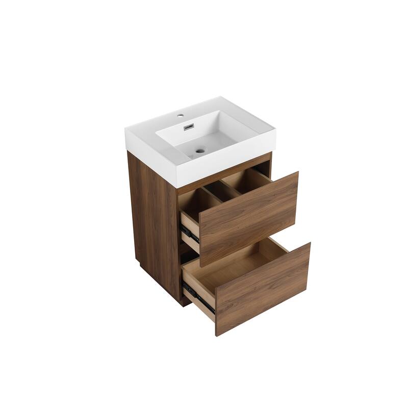 24 in. W x 18 in. D x 35 in. H Single Sink Freestanding Bath Vanity with White Resin Top