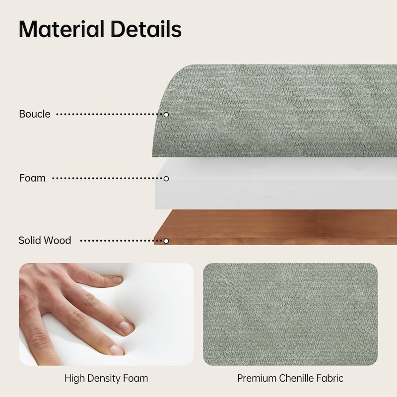 Arm Fabric bench with Solid Wood ,51.8-inch Upholstered Bench for Living Room ,Bedrooms