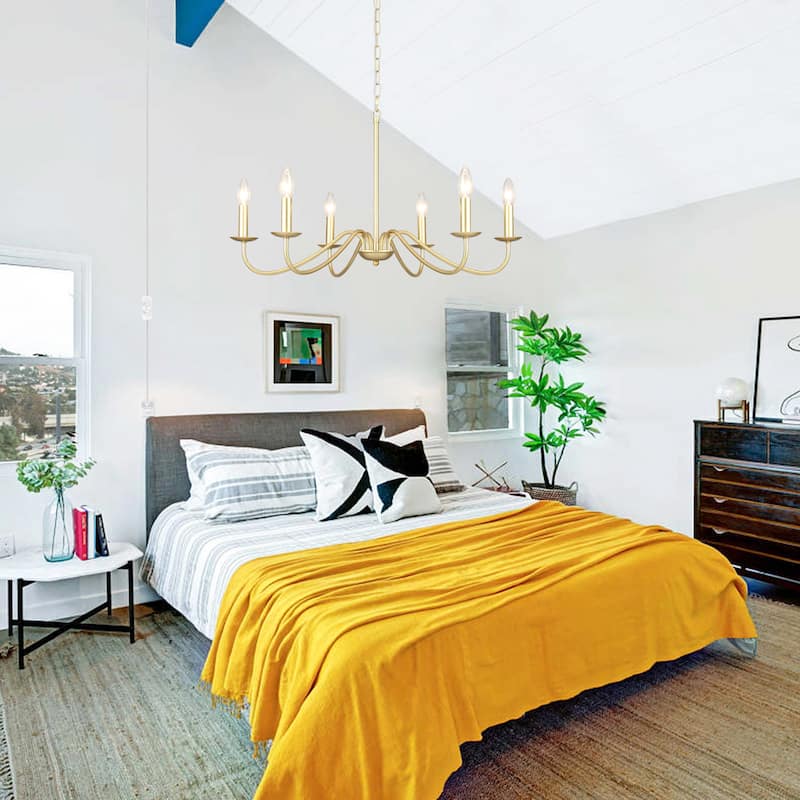 6-Light 27.55-inch Chandeliers with Plug in Cord for Bedroom Living Room
