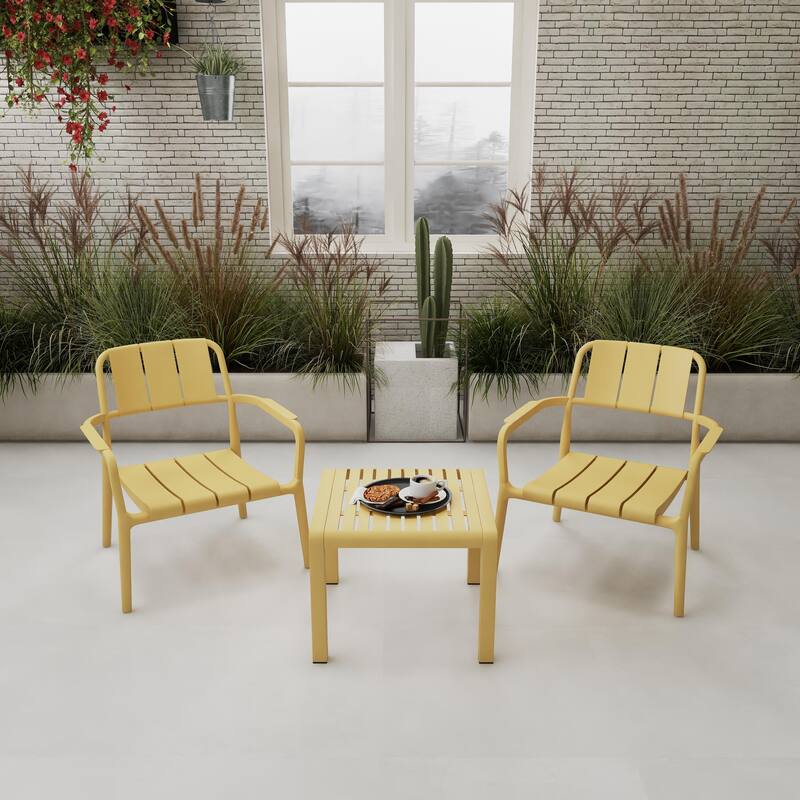 BNK 3 Piece PP Patio Sets, 2 Chairs With Table, Indoor/Outdoor Multi-Purpose Furniture