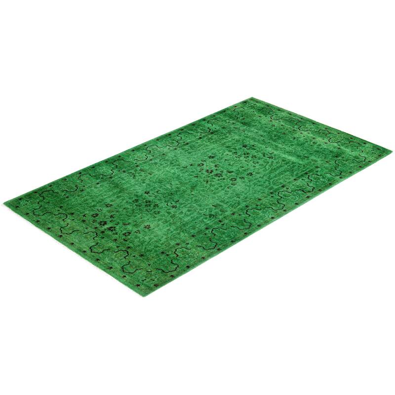 Contemporary Overdyed Wool Hand Knotted Area Rug - 3' 2" x 5' 7"