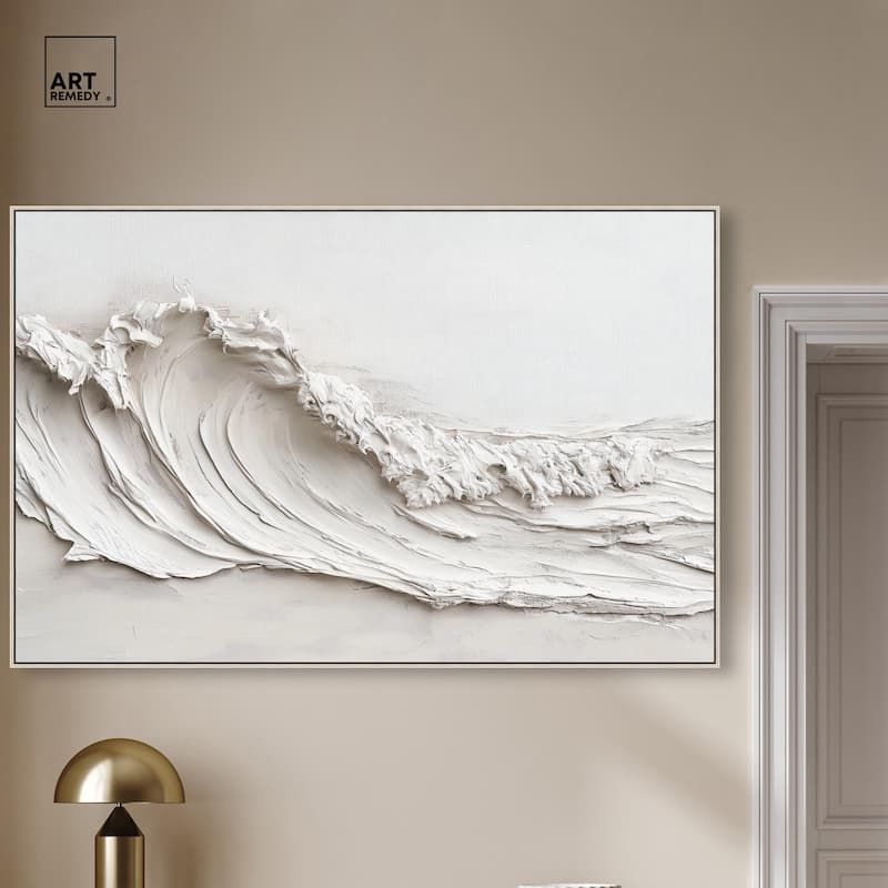 Wave on White Canvas by Art Remedy