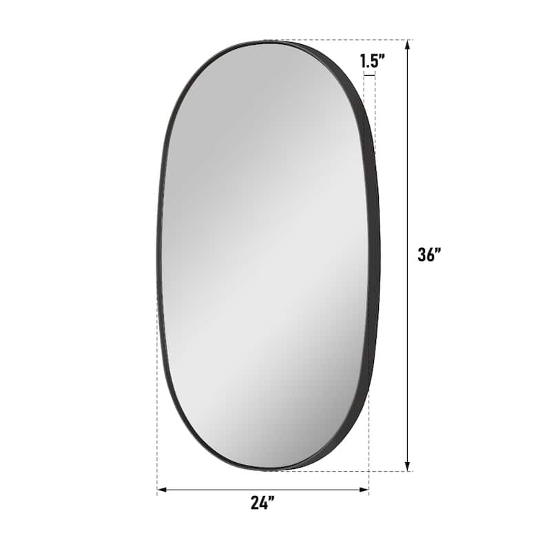 24 in. W x 36 in. H Bathroom Wall Mounted Oval Metal Framed Mirror - 24 in. W x 36 in. H