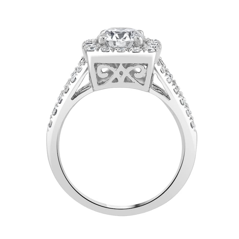 Auriya 14k-White Gold Lab Grown Round-Halo Diamond Engagement Ring 1.70ct. tw. (E-F VS)
