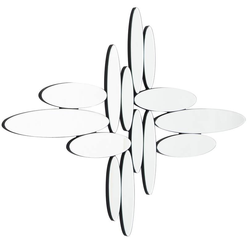 Silver Glass Abstract Oval Wall Mirror - 40"W, 28"H