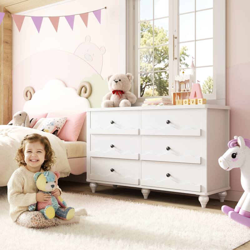 Modern 6-Drawer Dresser Closet Organizer, 43-In Chest of Drawers TV Stand