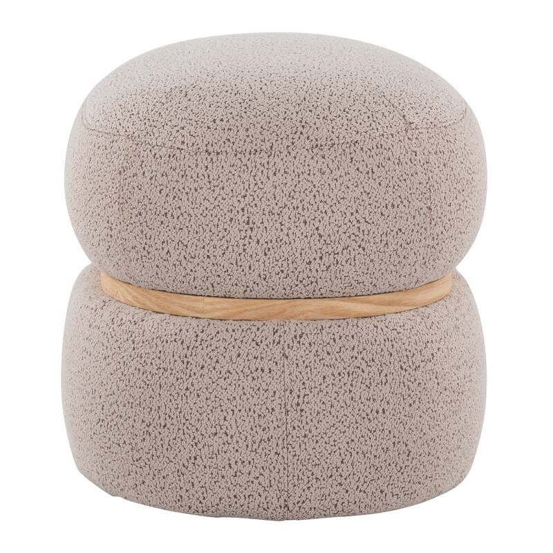 Carson Carrington Lena Pouf Ottoman with Natural Wood Accent