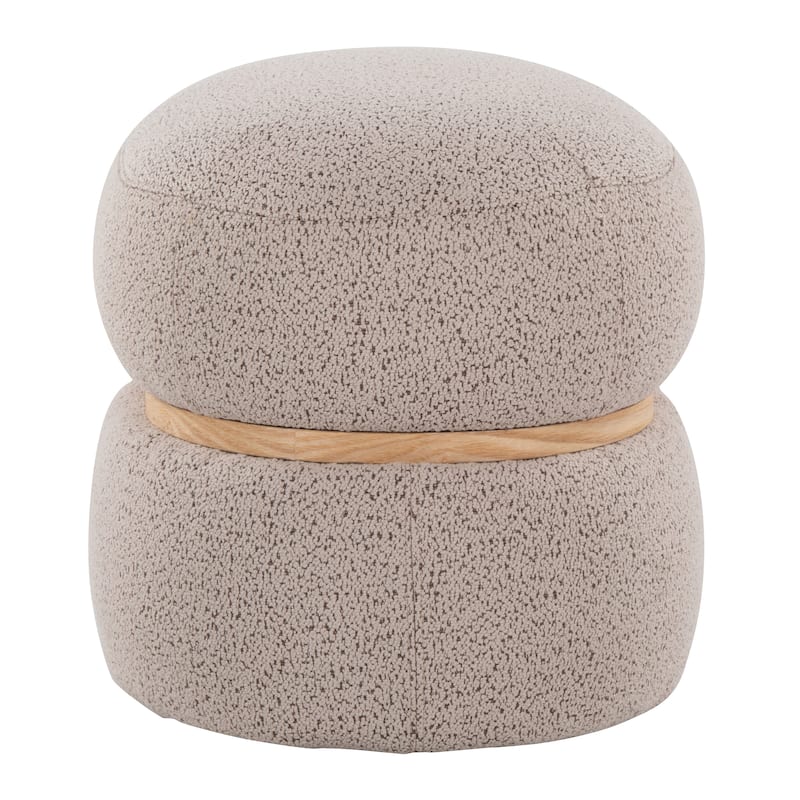 Cinch Contemporary Pouf Ottoman in Fabric and Natural Wood by LumiSource