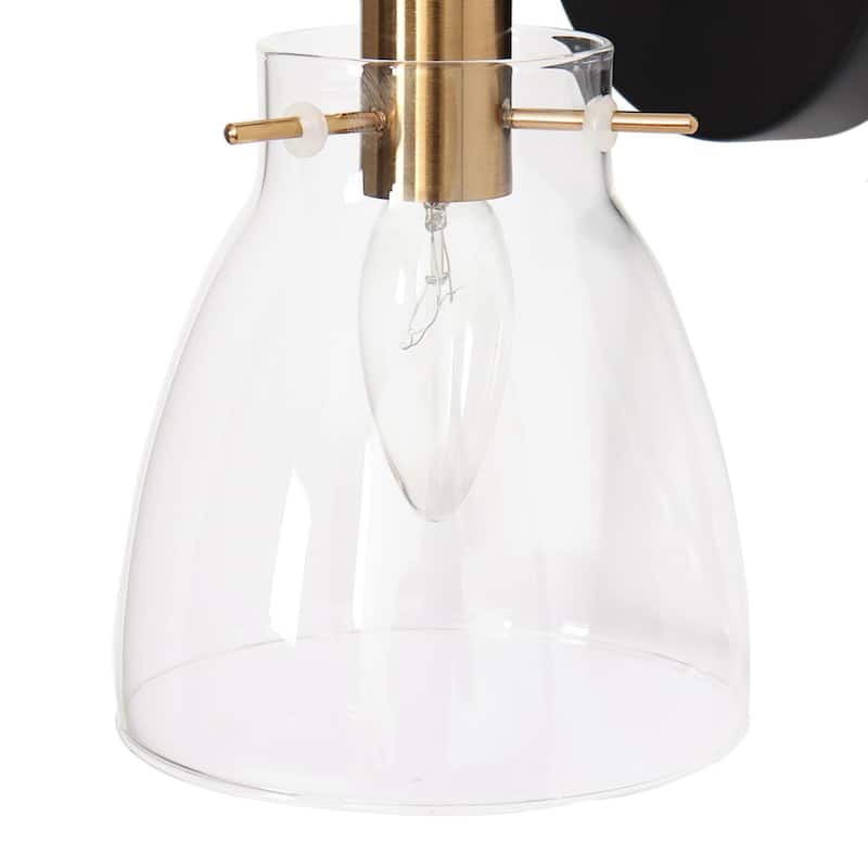 Modern 1-Light Glass Black Gold Wall Sconce Dimmable Bathroom Vanity Lights