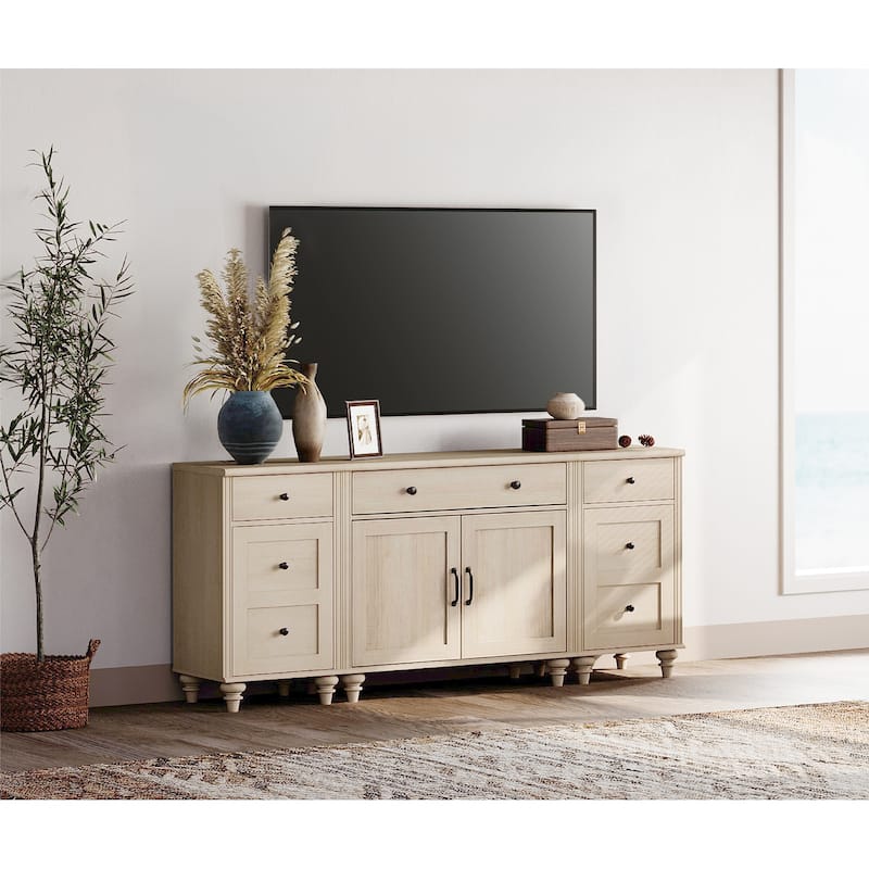Farmhouse TV Stand with Doors and Drawer﻿