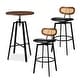 preview thumbnail 53 of 60, Glitzhome Industrial Modern Adjustable Bar Table Rustic Steel 3-Piece Pub Sets Brown-3