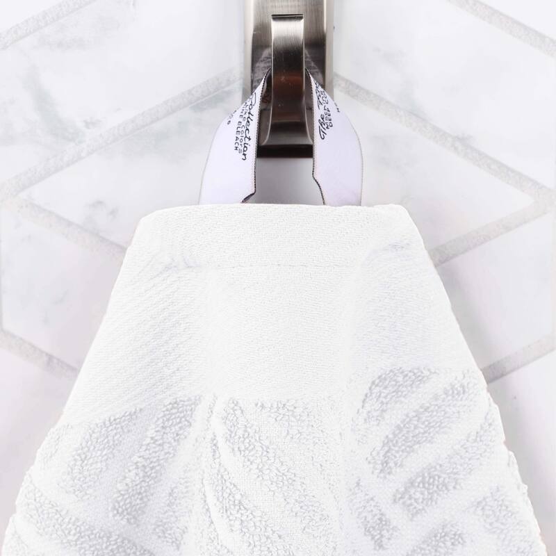 Superior Basketweave Egyptian Cotton Jacquard and Solid Bath Towel Set of 4