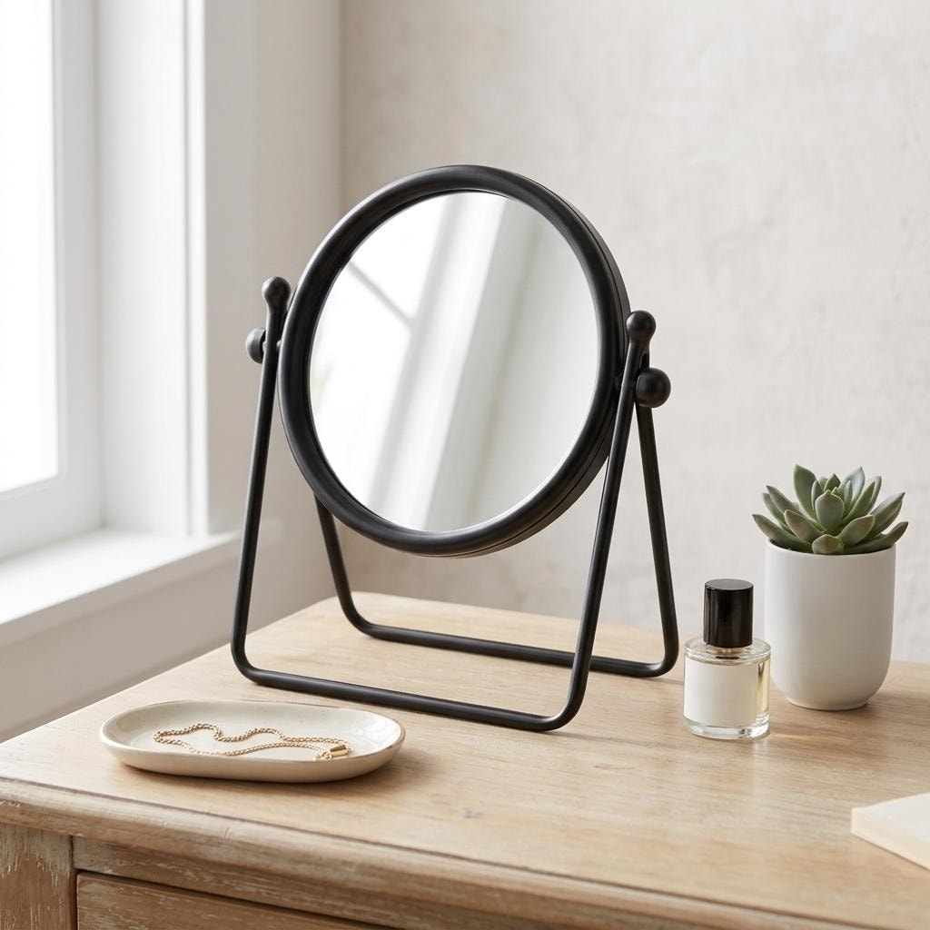 Clarimond 7" Round Swivel Metal Table Mirror - N/A