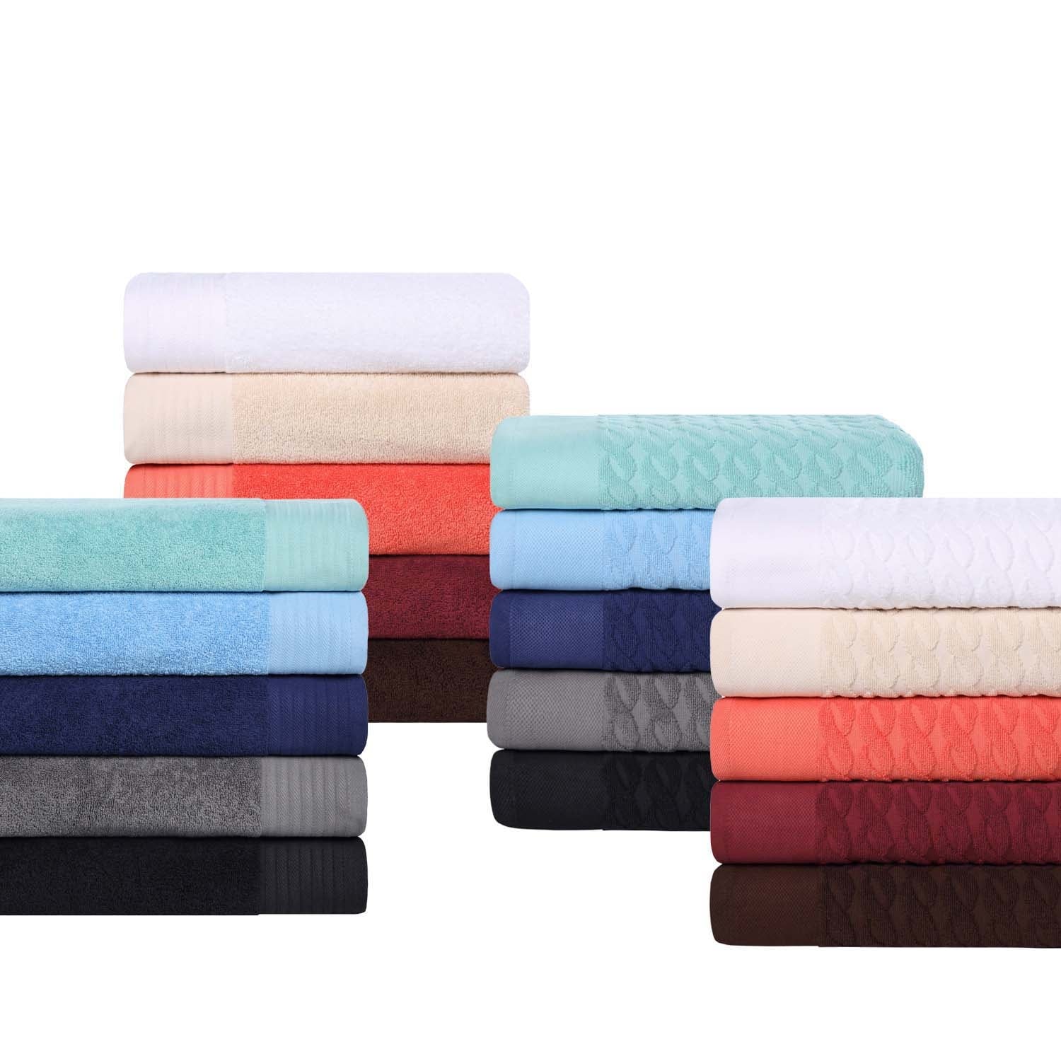 Turkish Cotton Herringbone and Solid Washcloth Towel Set  -image