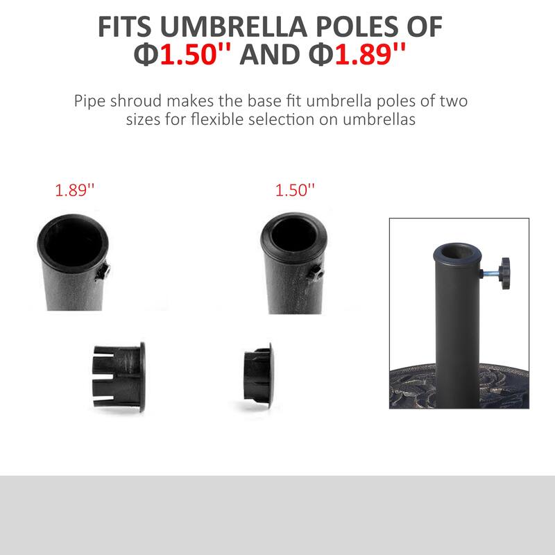 Outsunny 18" Round Decorative Resin Rose Floral Umbrella Pole Holder with Elegant Bronze Finish & Universal Coupler