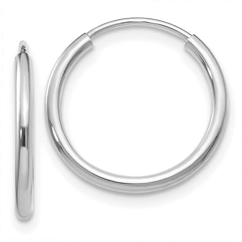 Curata 14k White Gold Polished Endless Hoop Earrings - 16x16mm