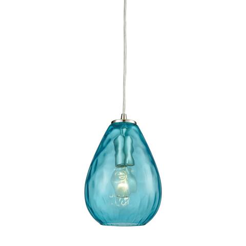 Lagoon 1-Light Mini Pendant in Satin Nickel with Aqua Water Glass
