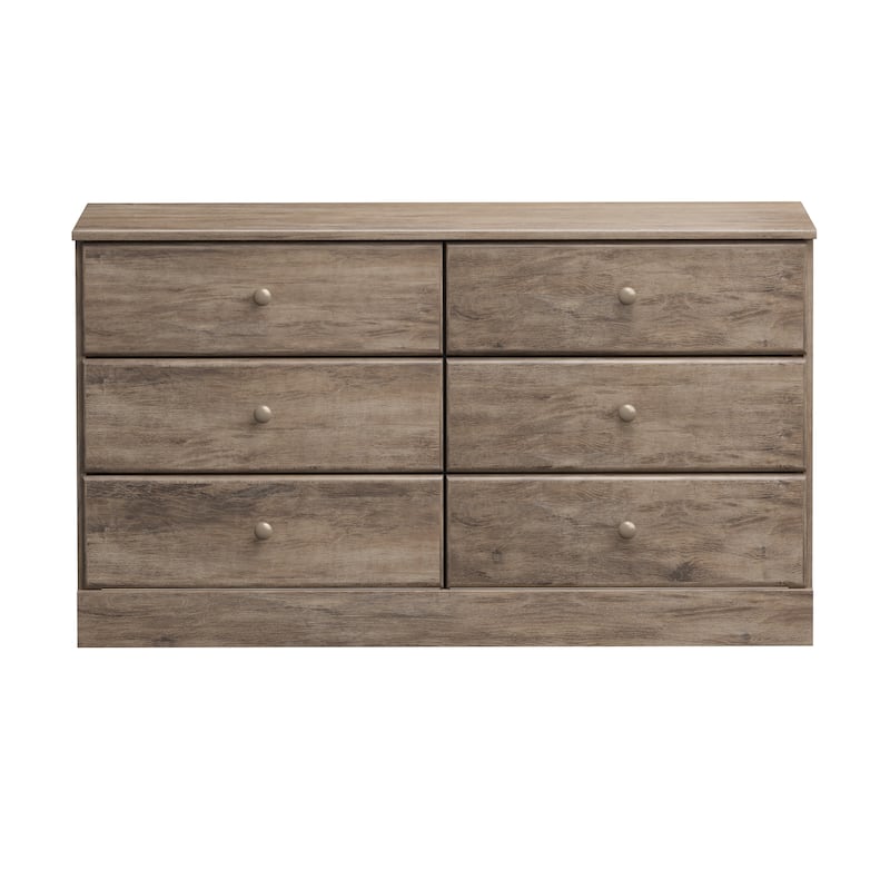 Prepac Astrid 6 Drawer Double Dresser for Bedroom, Wide Chest of Drawers, Bedroom Furniture,Traditional Furniture - Drifted Gray