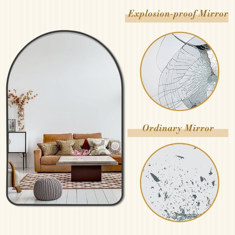 Arch Bathroom Wall Mirror Large Metal Frame Wall Mounted Mirror for Bedroom Living Room Dresser Entryway Decor