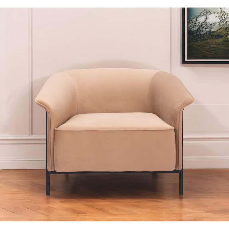 HomeRoots 35" Tan And Black Fabric Arm Chair - 35.4' X '26.8' X '32.7 - 35.4' X '26.8' X '32.7