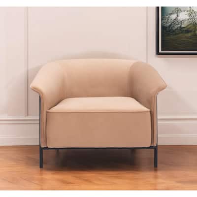 HomeRoots 35" Tan And Black Fabric Arm Chair - 35.4' X '26.8' X '32.7