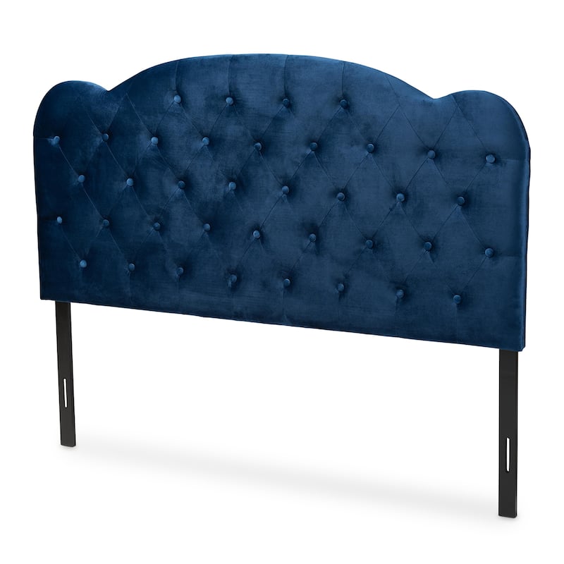 Clovis Modern and Contemporary Velvet Upholstered Headboard-Navy Blue - Queen